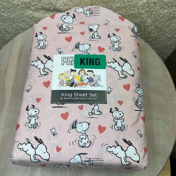 Peanuts Bedding Snoopy King Size Berkshire Valentines Day Pink